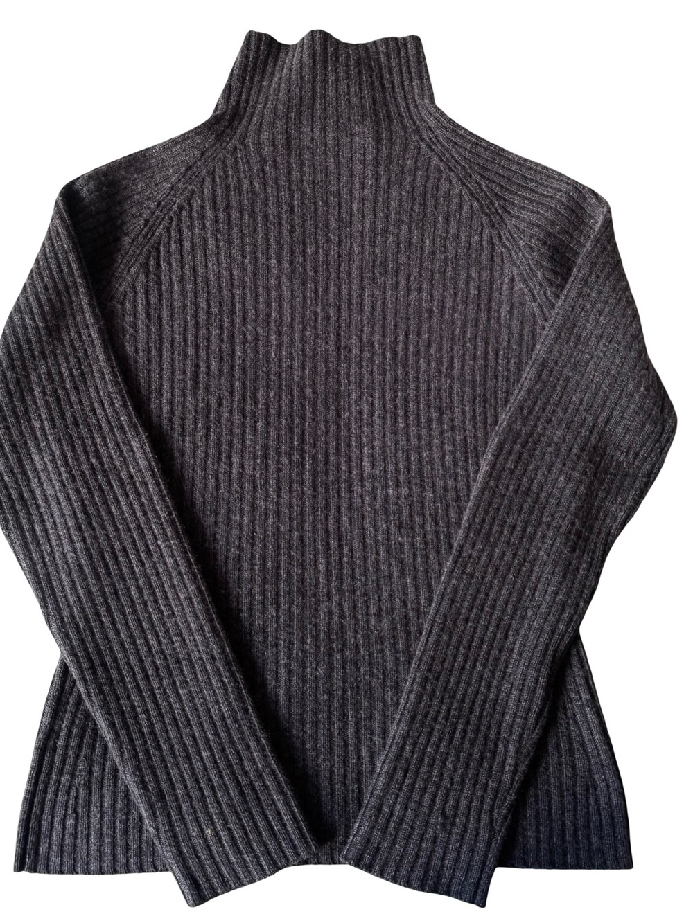 Ralph Lauren Black Label Women’s Gray Cashmere Rib-Knit Mock Neck Sweater Size L - Picture 4 of 6